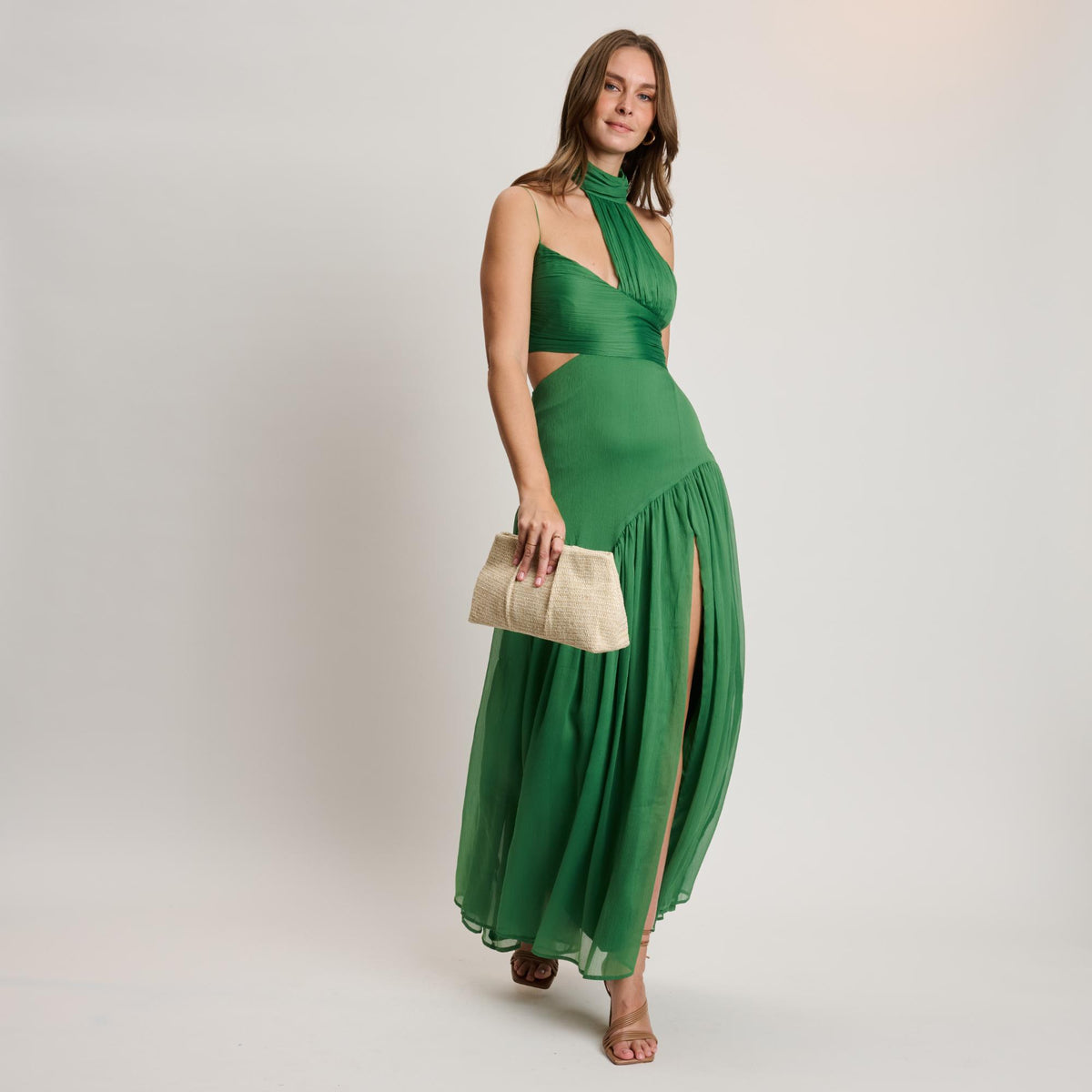 Woman wearing Cream Moda Luxe Breeze Clutch 842017141365 View 4 | Cream