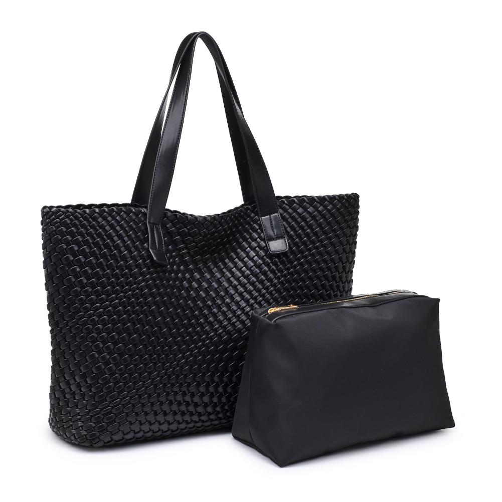 Woman wearing Black Moda Luxe Piquant Tote 842017135586 View 6 | Black
