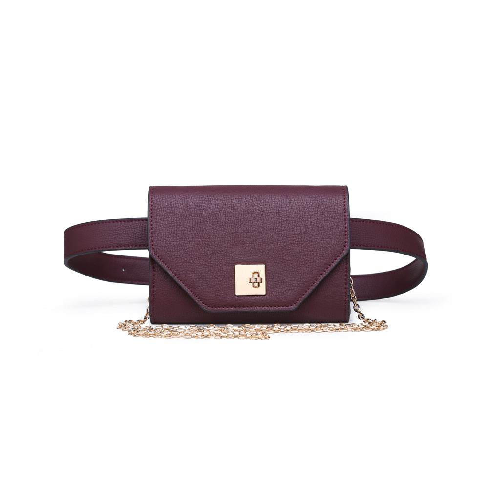 Woman wearing Burgundy Moda Luxe Vera Belt Bag 842017115748 View 5 | Burgundy