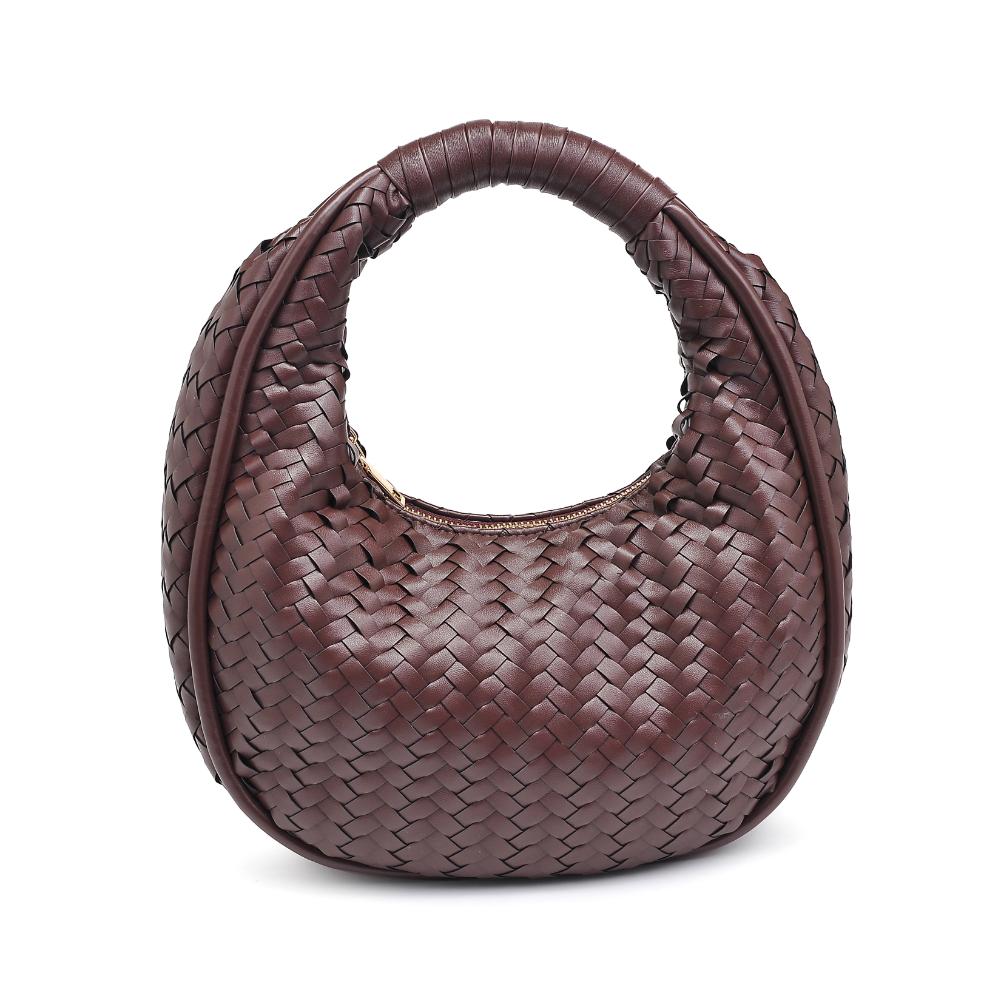 Woman wearing Chocolate Moda Luxe Cassidy Clutch 842017136330 View 5 | Chocolate