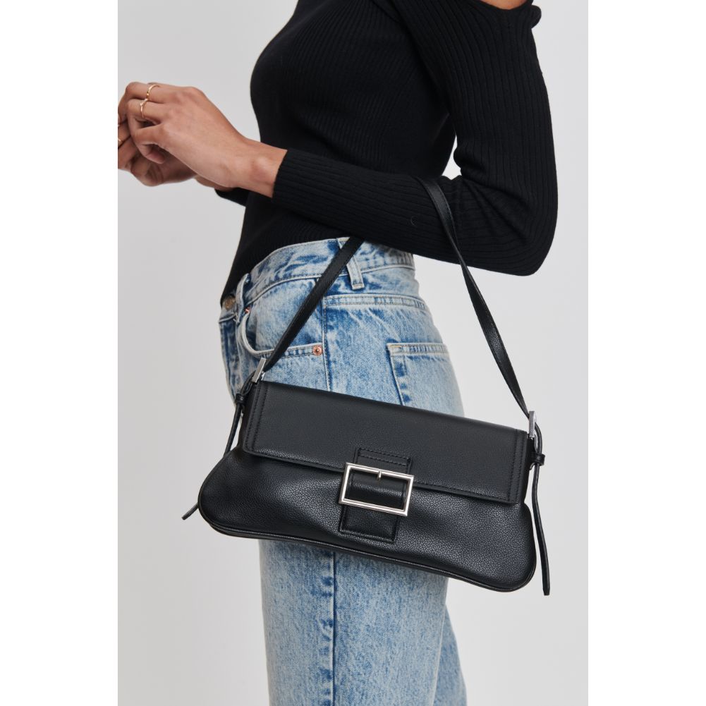 Woman wearing Black Moda Luxe Fia Shoulder Bag 842017132554 View 4 | Black
