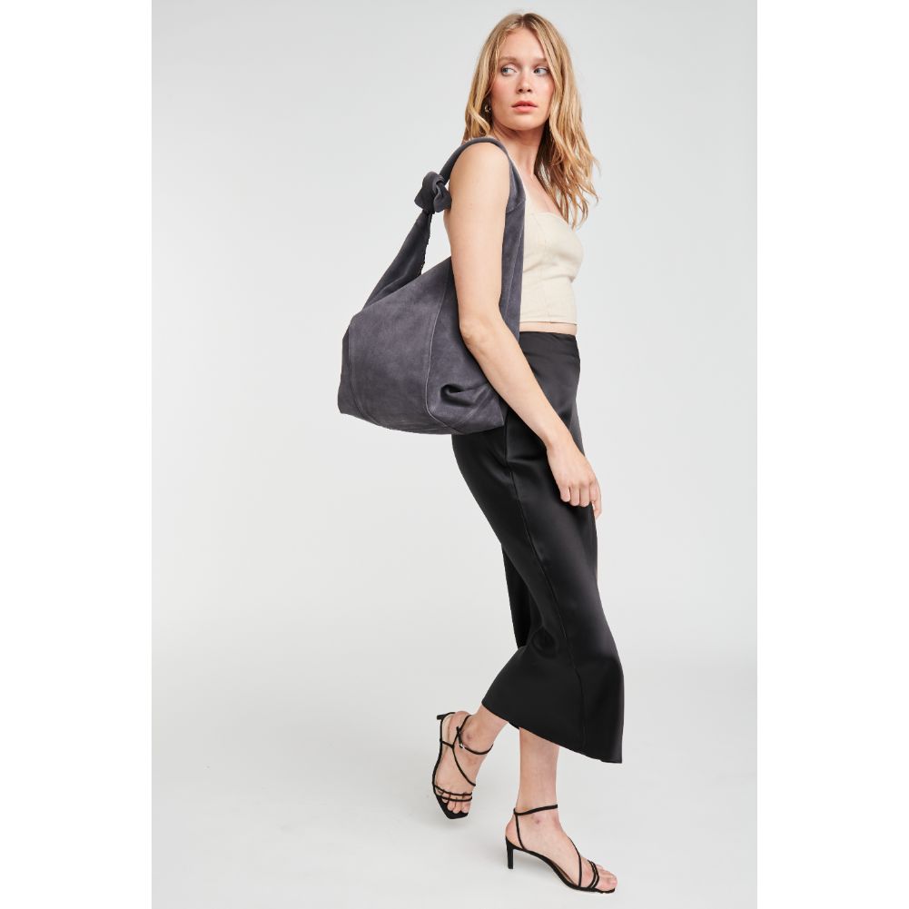 Woman wearing Grey Moda Luxe Emma Hobo 842017116844 View 2 | Grey