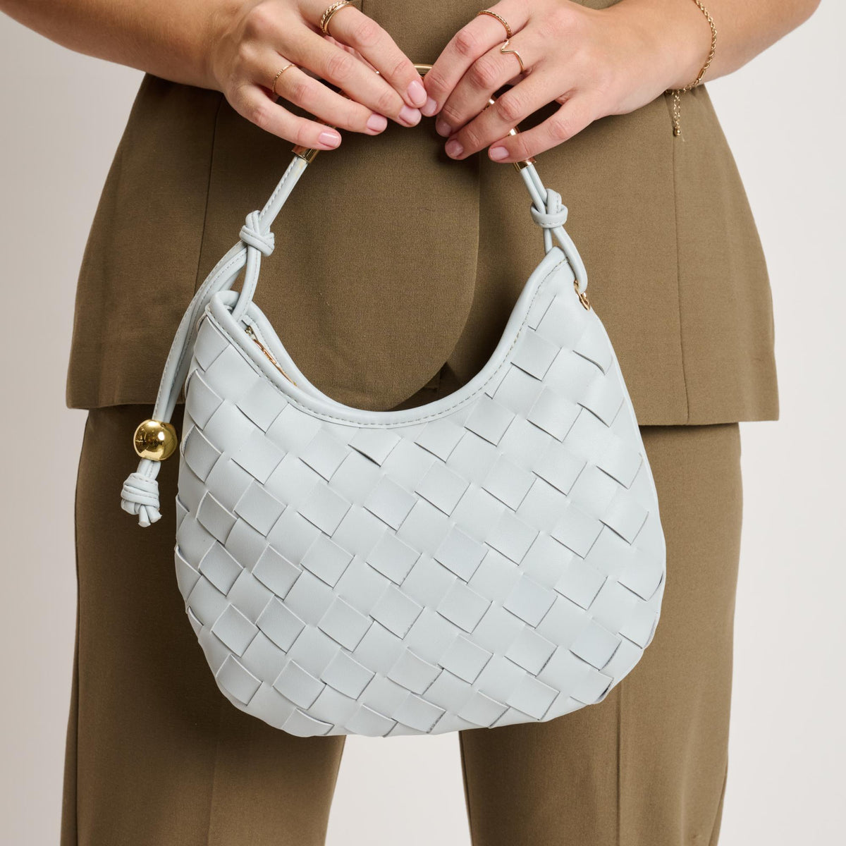 Woman wearing Ice Blue Moda Luxe Lucia Hobo 842017141259 View 3 | Ice Blue