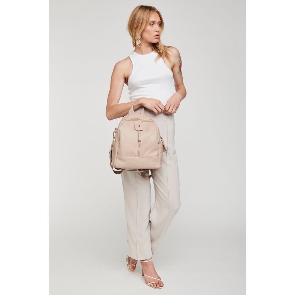 Woman wearing Natural Moda Luxe Bowie Backpack 842017127550 View 3 | Natural