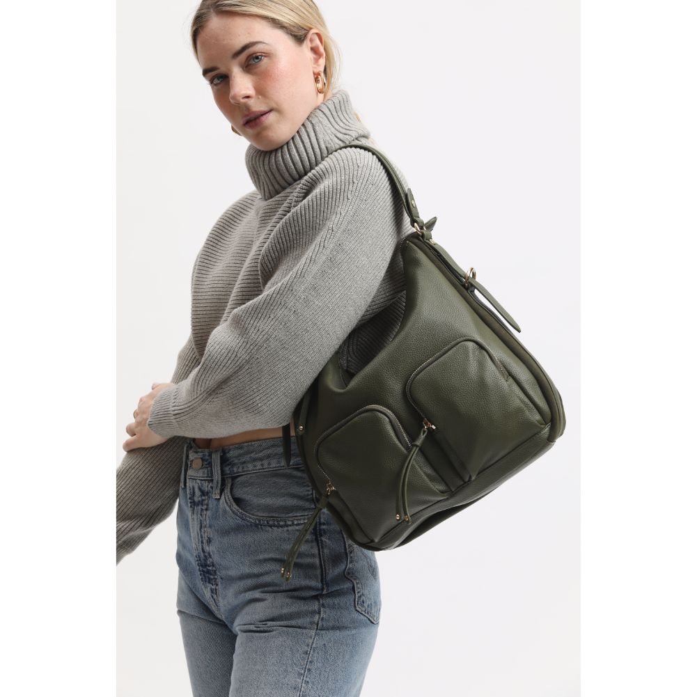 Woman wearing Olive Moda Luxe Marla Hobo 842017134046 View 3 | Olive