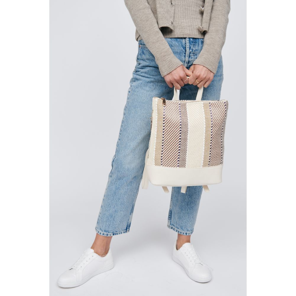 Woman wearing Natural Moda Luxe Elina Backpack 842017129677 View 4 | Natural