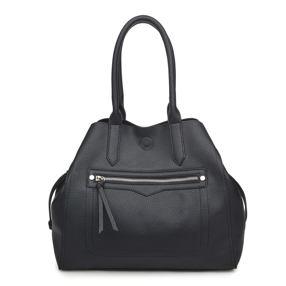 Woman wearing Black Moda Luxe Camden Tote 842017116721 View 5 | Black
