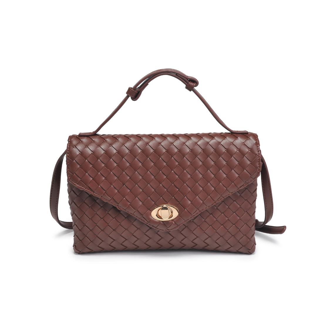 Woman wearing Chocolate Moda Luxe Harper Crossbody 842017139324 View 5 | Chocolate