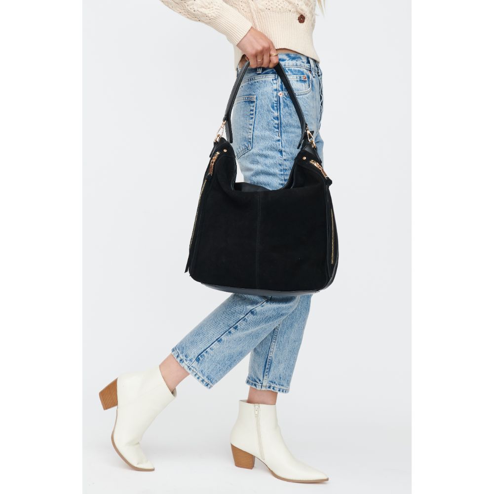 Woman wearing Black Moda Luxe Emilia Hobo 842017130666 View 2 | Black