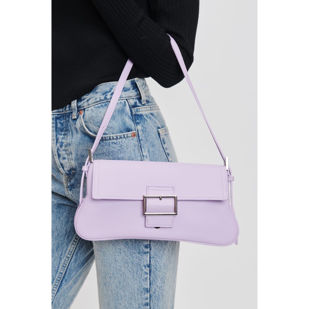 Woman wearing Lavender Moda Luxe Fia Shoulder Bag 842017132585 View 4 | Lavender