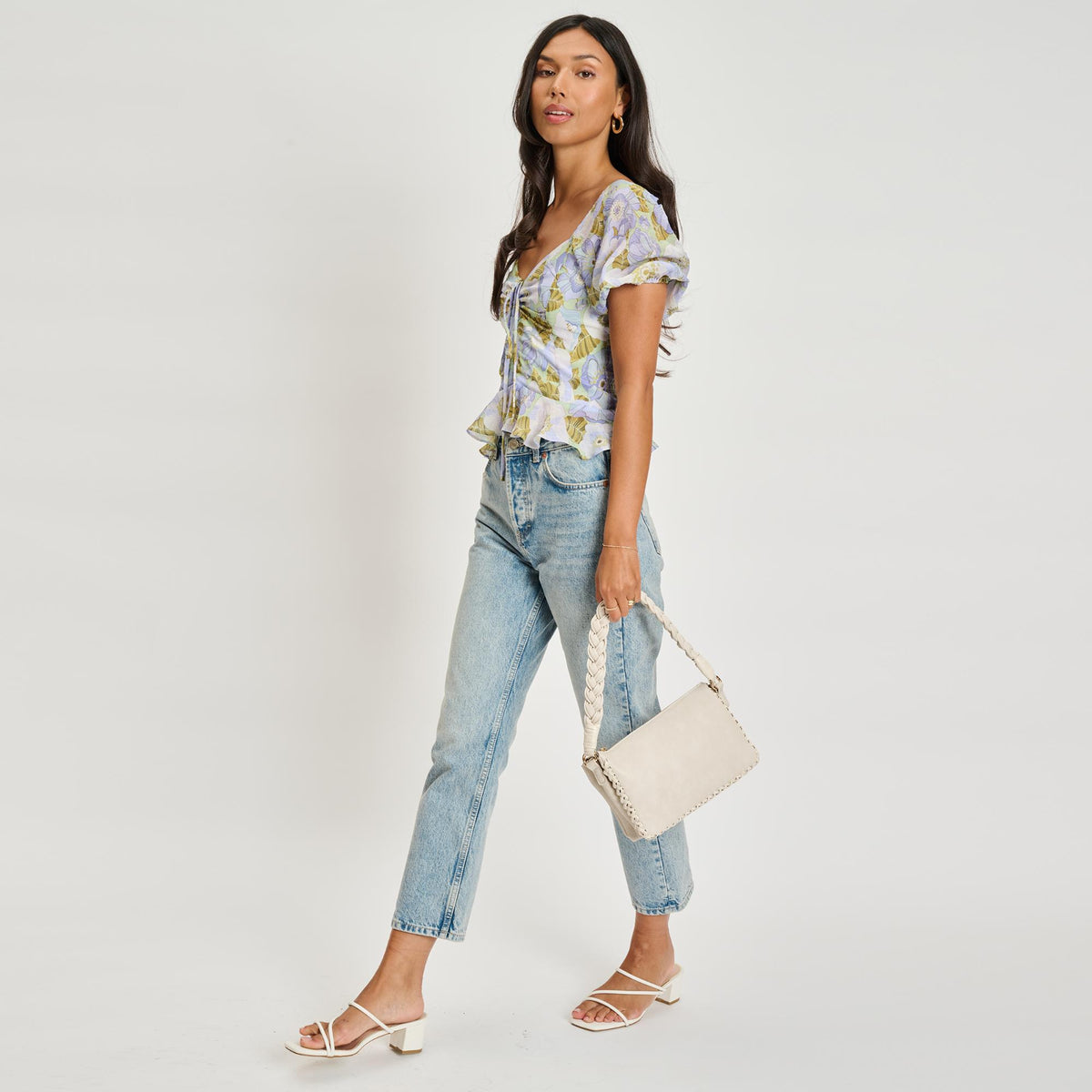 Woman wearing Ivory Moda Luxe Velveta Crossbody 842017135371 View 3 | Ivory