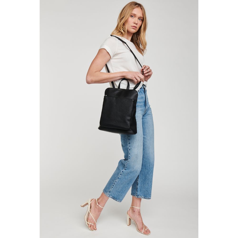 Woman wearing Black Moda Luxe Phoebe Backpack 842017126591 View 2 | Black
