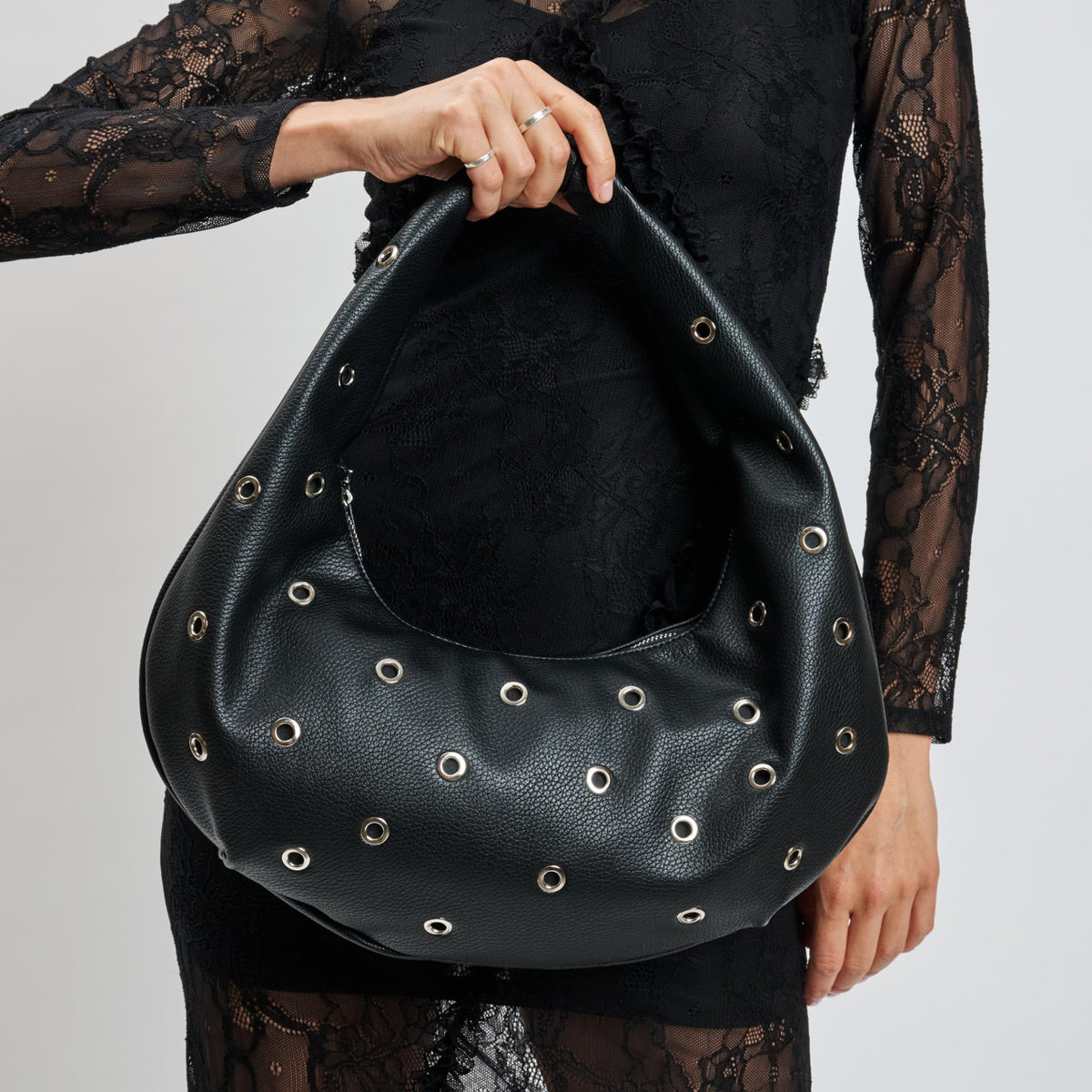 Woman wearing Black Moda Luxe Riot Shoulder Bag 842017139751 View 4 | Black