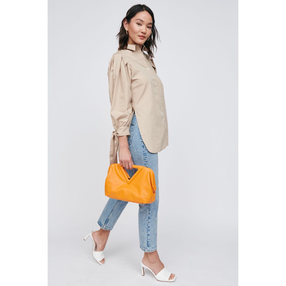 Woman wearing Orange Moda Luxe Kendra Crossbody 842017129981 View 3 | Orange