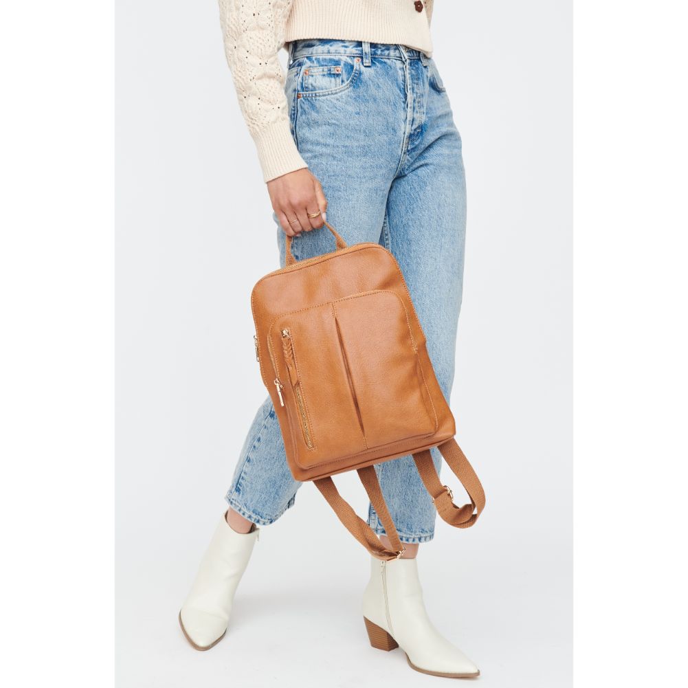 Woman wearing Tan Moda Luxe Lily Backpack 842017130321 View 4 | Tan