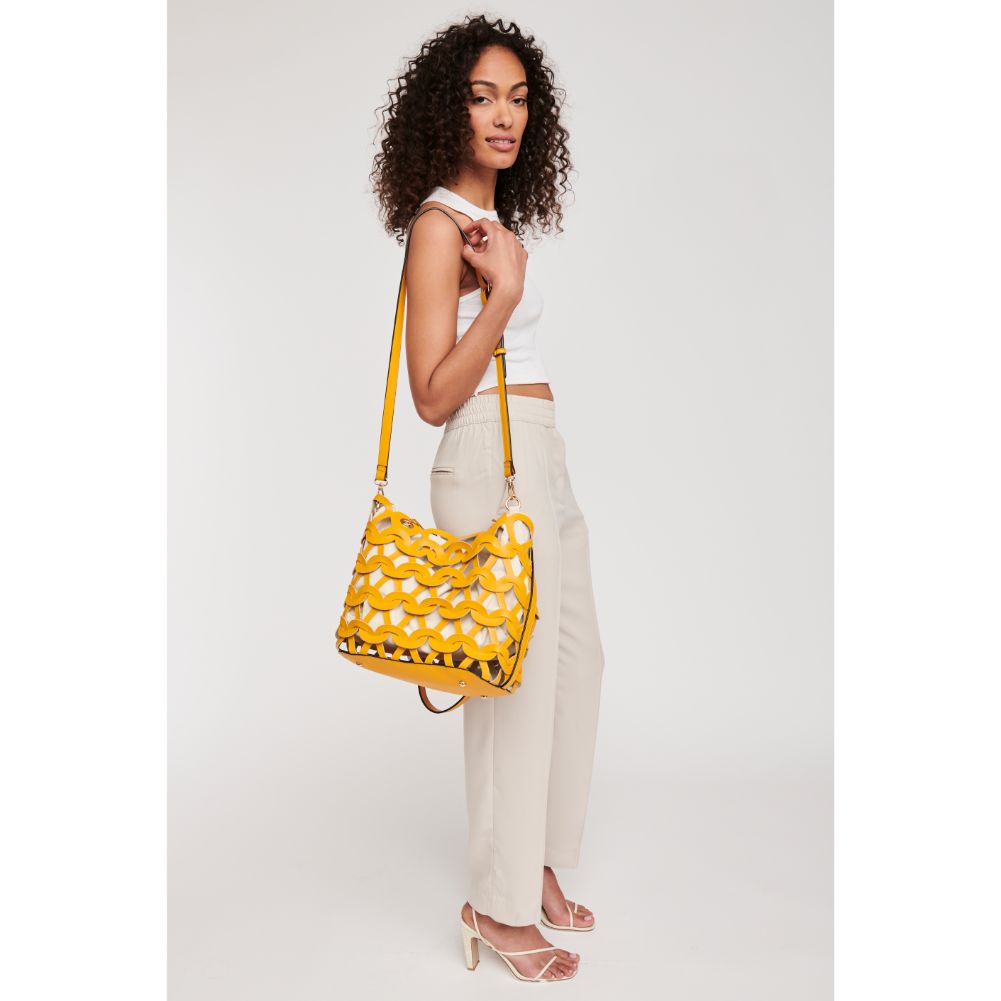 Woman wearing Mustard Moda Luxe Paige Tote 842017119791 View 3 | Mustard
