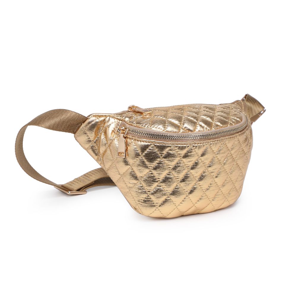 Woman wearing Gold Moda Luxe Ariana Belt Bag 842017133810 View 6 | Gold