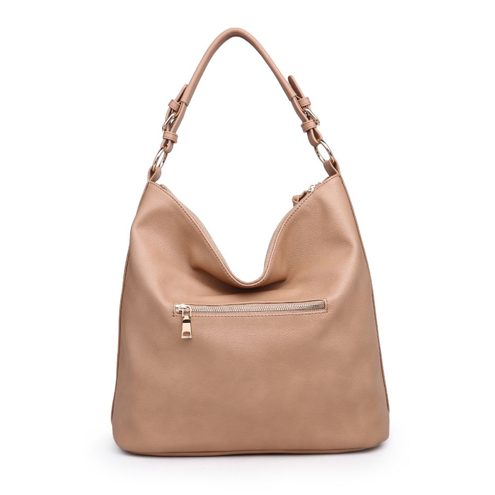 Woman wearing Natural Moda Luxe Isabella Hobo 842017122401 View 7 | Natural