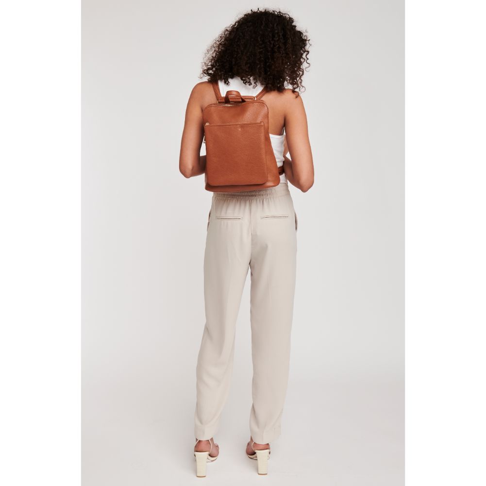 Woman wearing Tan Moda Luxe Phoebe Backpack 842017126621 View 4 | Tan