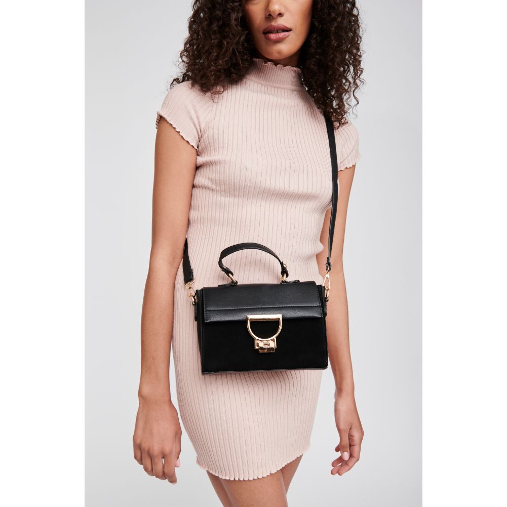 Woman wearing Black Moda Luxe Brynn Satchel 842017120773 View 1 | Black