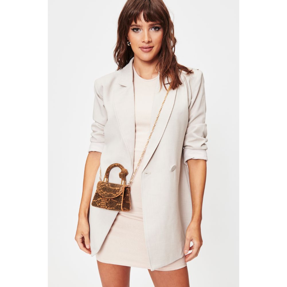 Woman wearing Tan Moda Luxe Anna Crossbody 842017128472 View 2 | Tan