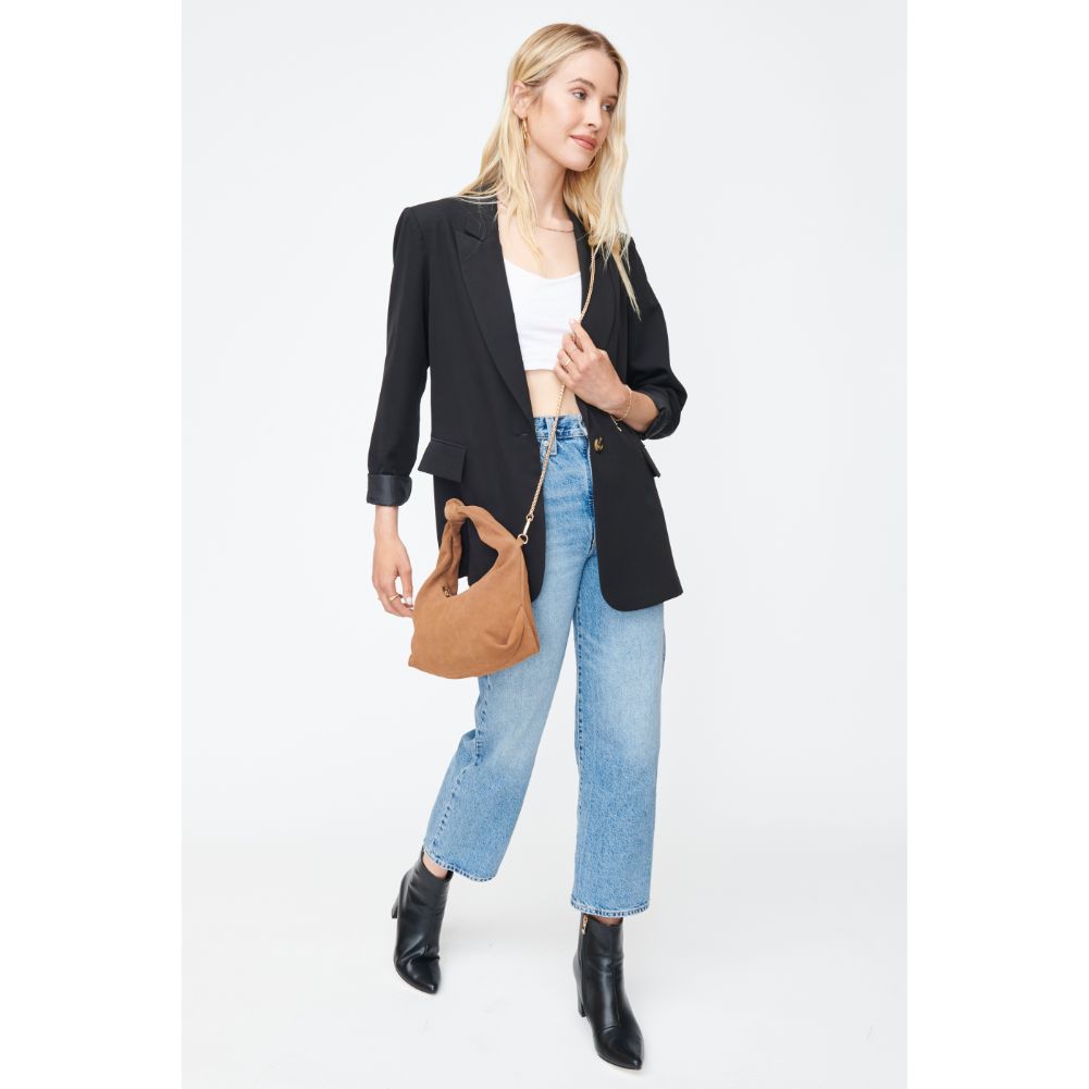 Woman wearing Tan Moda Luxe Grace Shoulder Bag 842017130413 View 3 | Tan