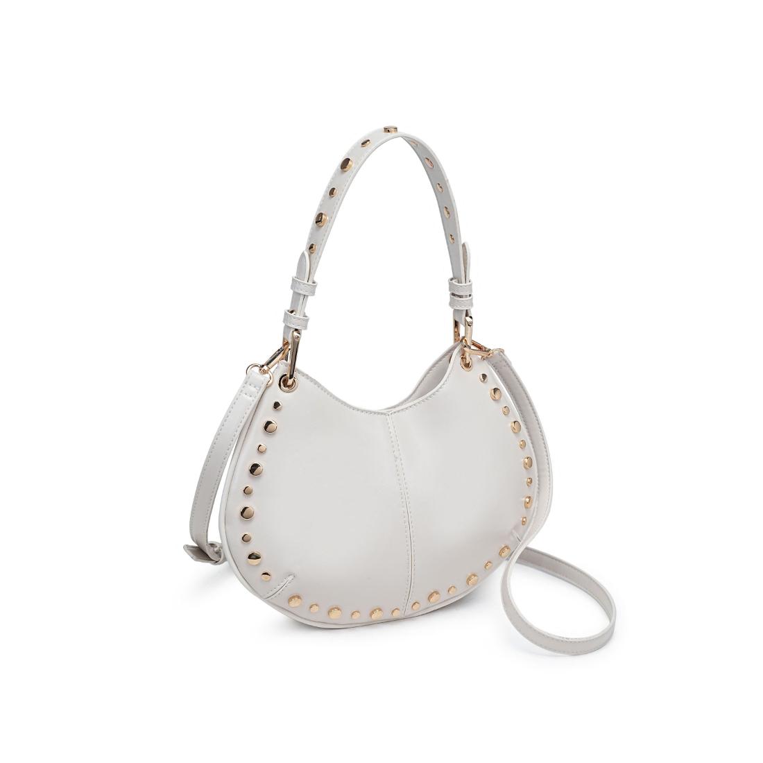Woman wearing Oatmilk Moda Luxe Nova Crossbody 842017140122 View 6 | Oatmilk