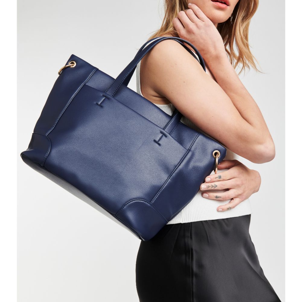 Woman wearing Midnight Moda Luxe Becka Tote 842017126584 View 1 | Midnight