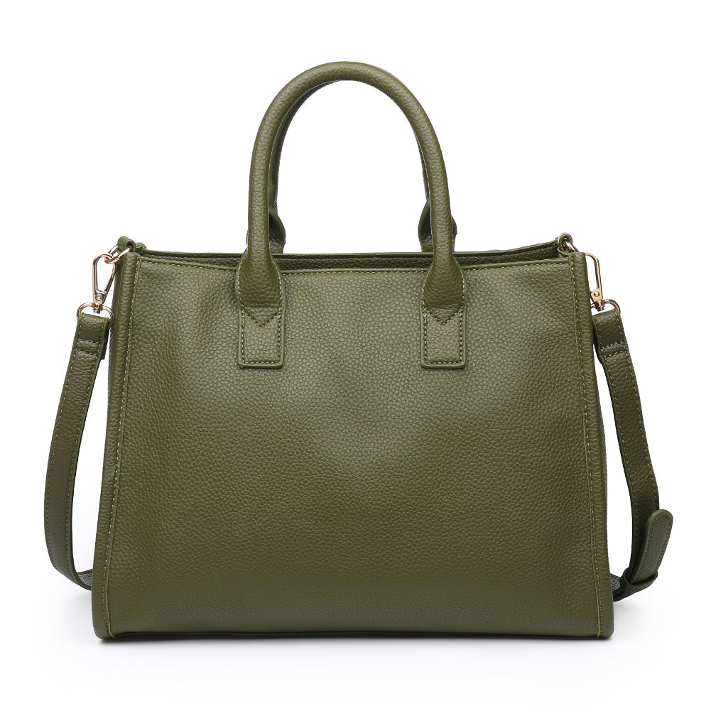 Woman wearing Olive Moda Luxe Bridgette Satchel 842017122296 View 7 | Olive