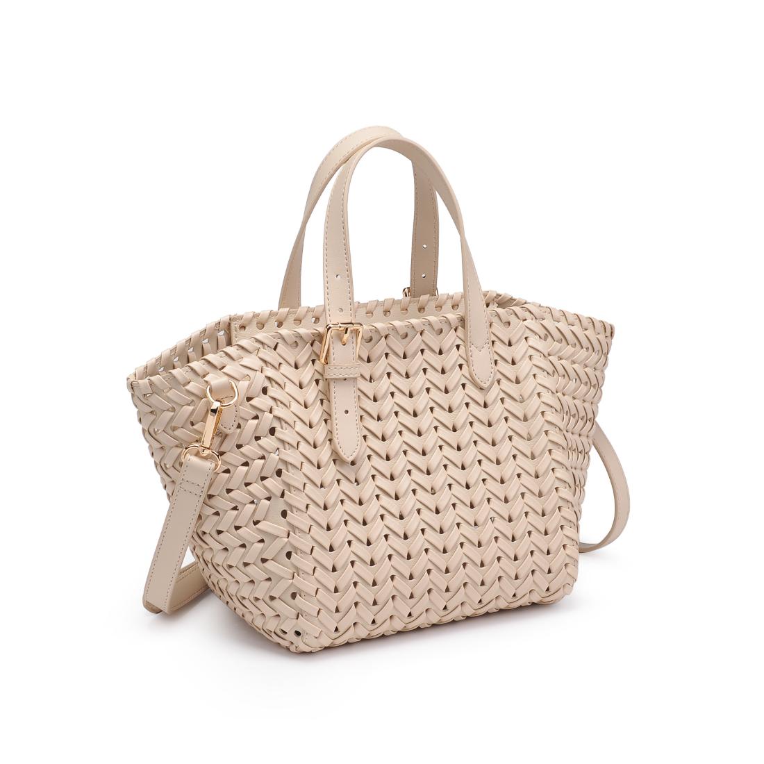 Woman wearing Oatmilk Moda Luxe Estelle Tote 842017137757 View 6 | Oatmilk