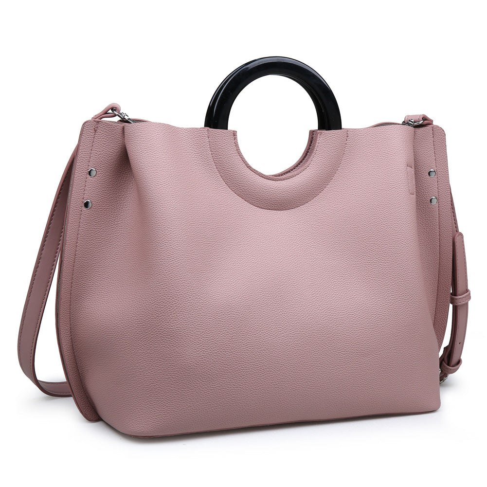Woman wearing Blush Moda Luxe Rebecca Satchel 842017114499 View 6 | Blush