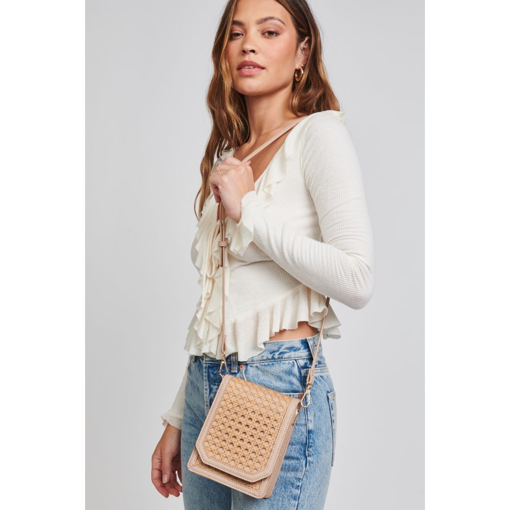 Woman wearing Natural Moda Luxe Remi Crossbody 842017124160 View 1 | Natural