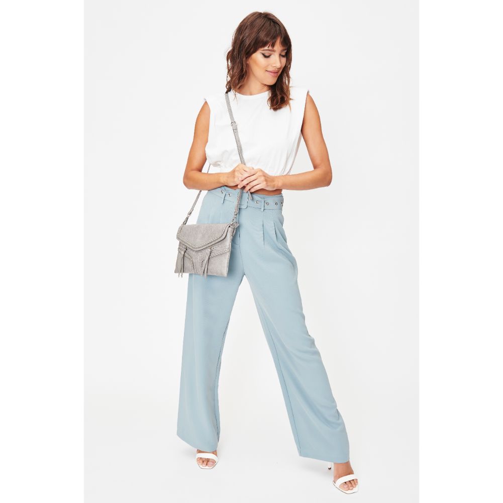 Woman wearing Grey Moda Luxe Laurel Crossbody 842017128120 View 3 | Grey