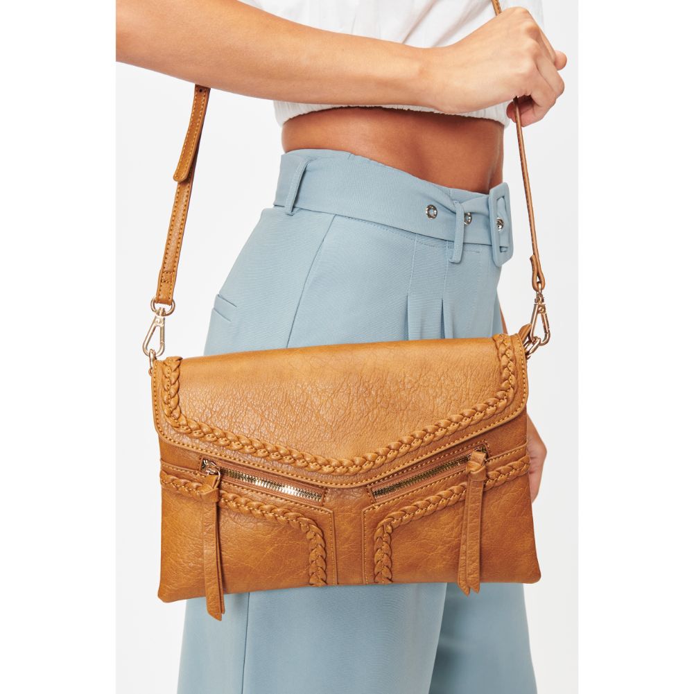 Woman wearing Mustard Moda Luxe Laurel Crossbody 842017128113 View 1 | Mustard