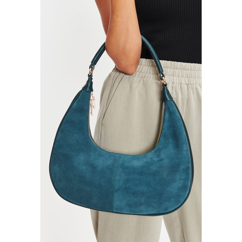 Woman wearing Hunter Green Moda Luxe Teresa Shoulder Bag 842017128298 View 1 | Hunter Green