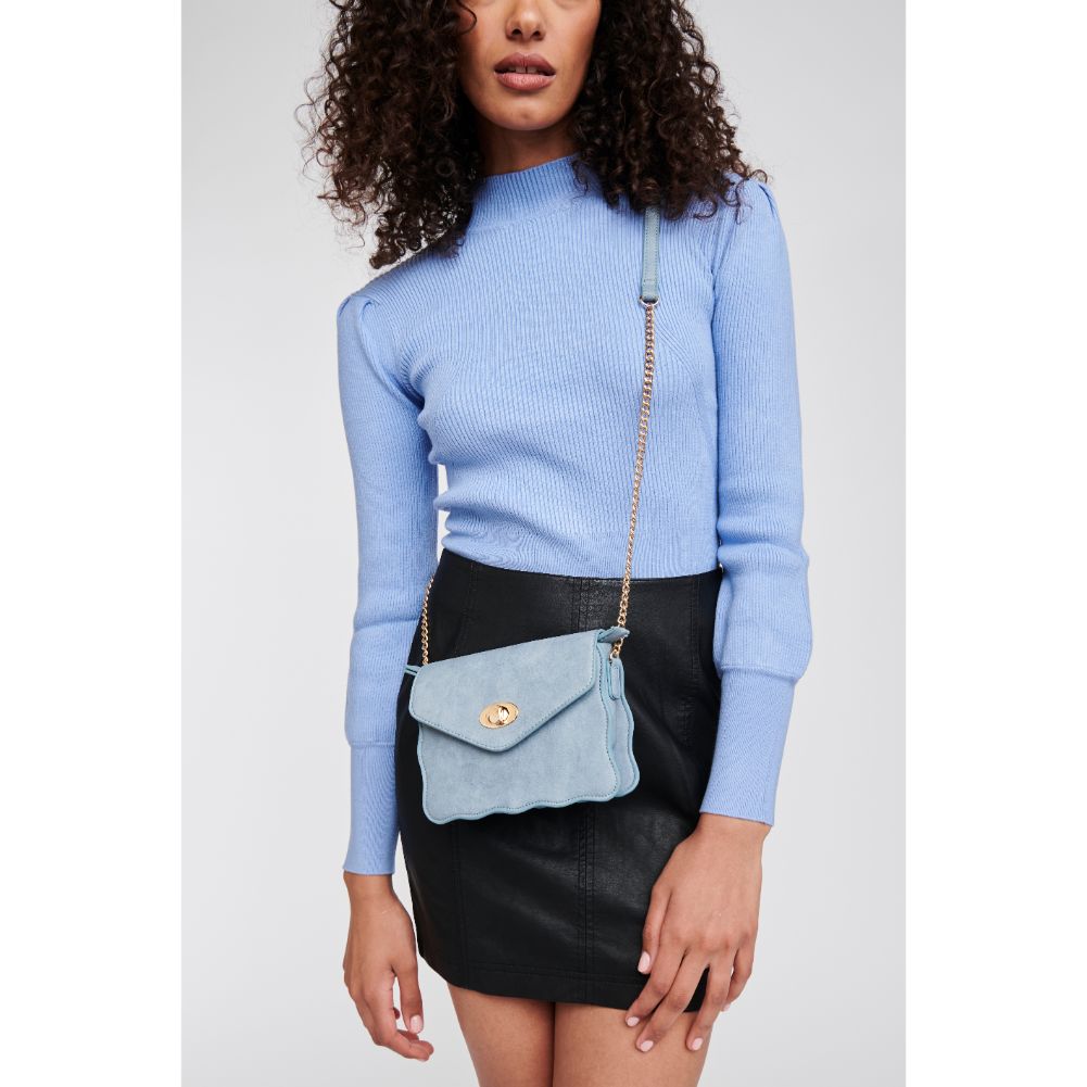 Woman wearing Blue Moda Luxe Libby Crossbody 842017105824 View 1 | Blue
