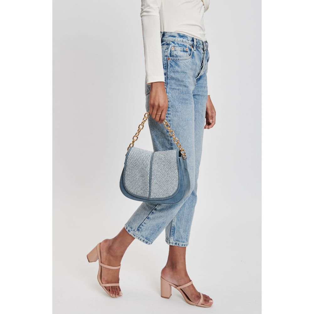 Woman wearing Denim Moda Luxe Nevelle Crossbody 842017131960 View 3 | Denim