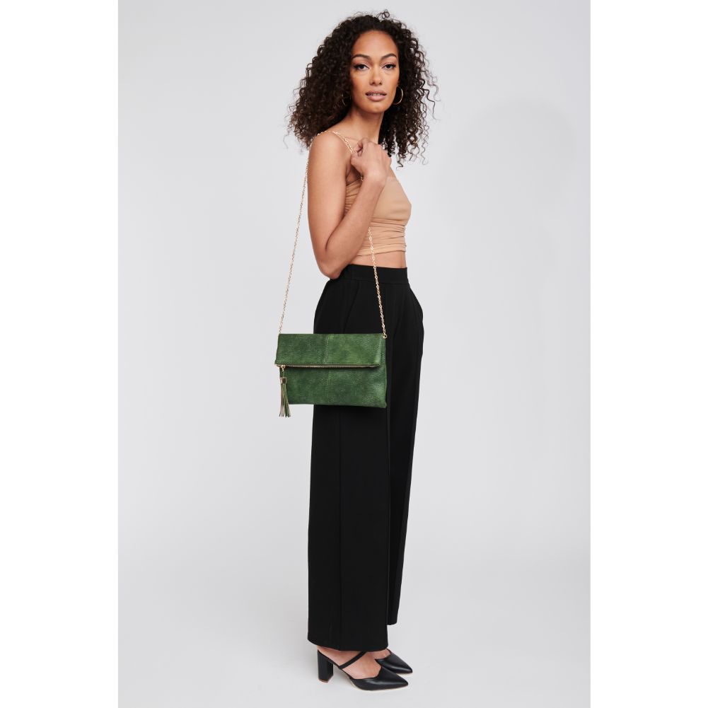 Woman wearing Olive Moda Luxe Melodie Clutch 842017100706 View 4 | Olive