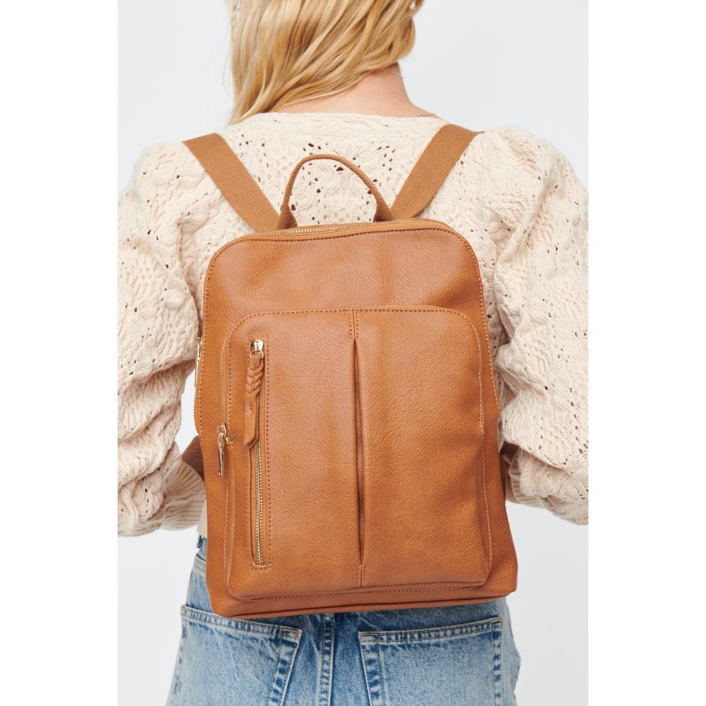 Woman wearing Tan Moda Luxe Lily Backpack 842017130321 View 1 | Tan