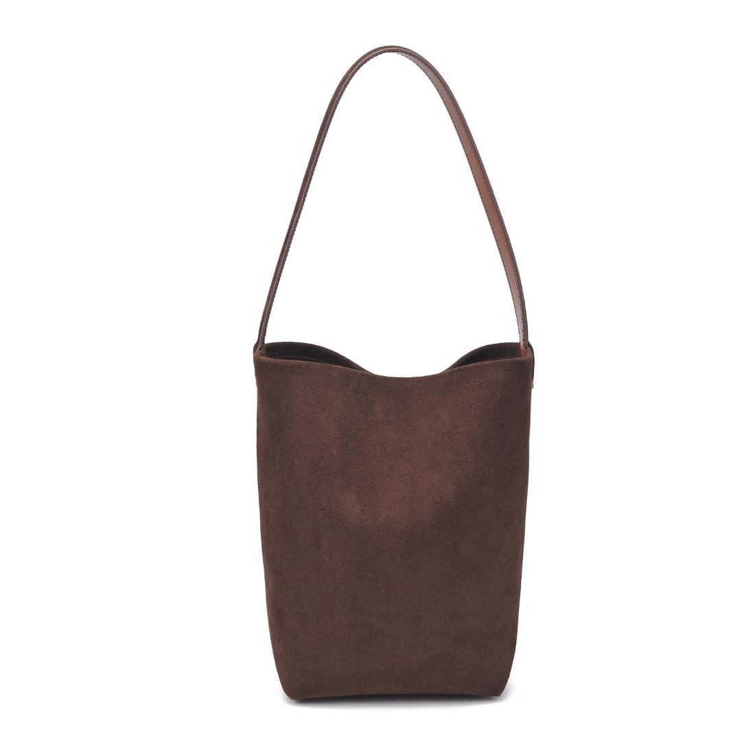 Woman wearing Chocolate Moda Luxe Colette Bucket 842017138990 View 7 | Chocolate