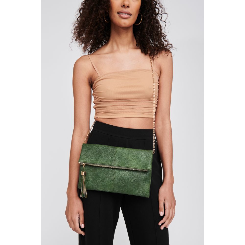 Woman wearing Olive Moda Luxe Melodie Clutch 842017100706 View 1 | Olive