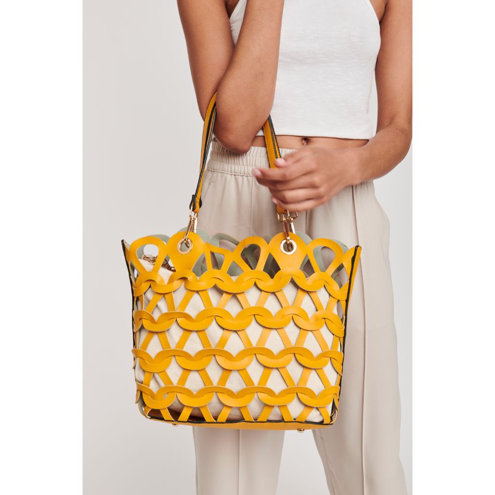 Woman wearing Mustard Moda Luxe Paige Tote 842017119791 View 1 | Mustard