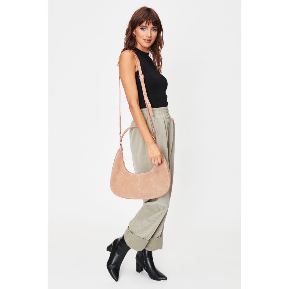 Woman wearing Natural Moda Luxe Teresa Shoulder Bag 842017128281 View 3 | Natural