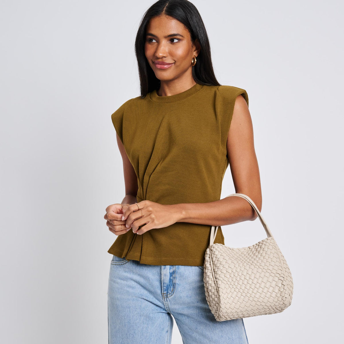 Woman wearing Ivory Moda Luxe Roxy Crossbody 842017136262 View 1 | Ivory