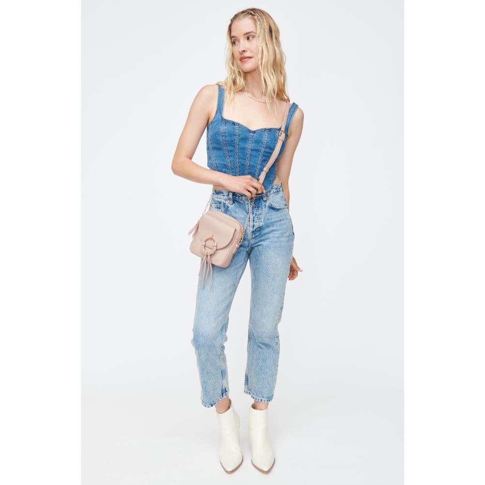 Woman wearing Natural Moda Luxe Addison Crossbody 842017130857 View 3 | Natural