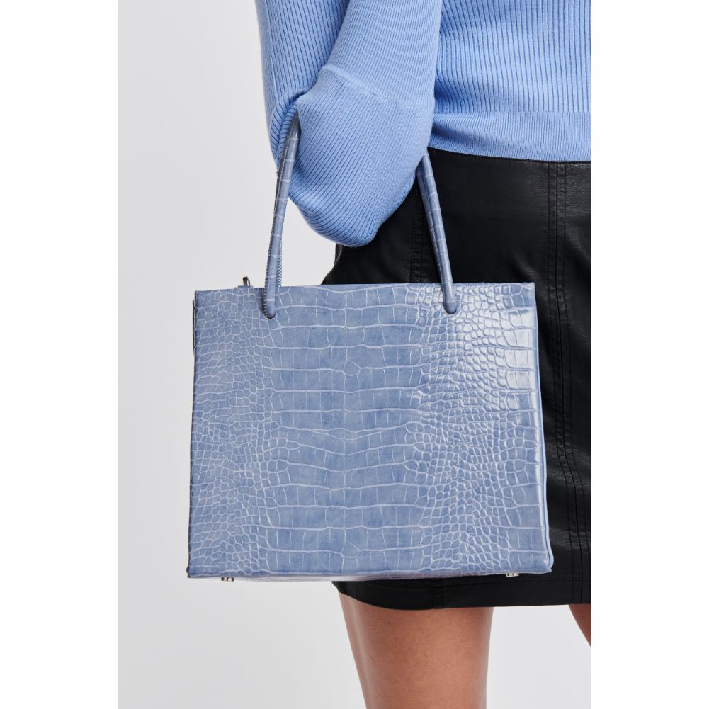 Woman wearing Slate Moda Luxe Pierce Mini Tote 842017125846 View 2 | Slate