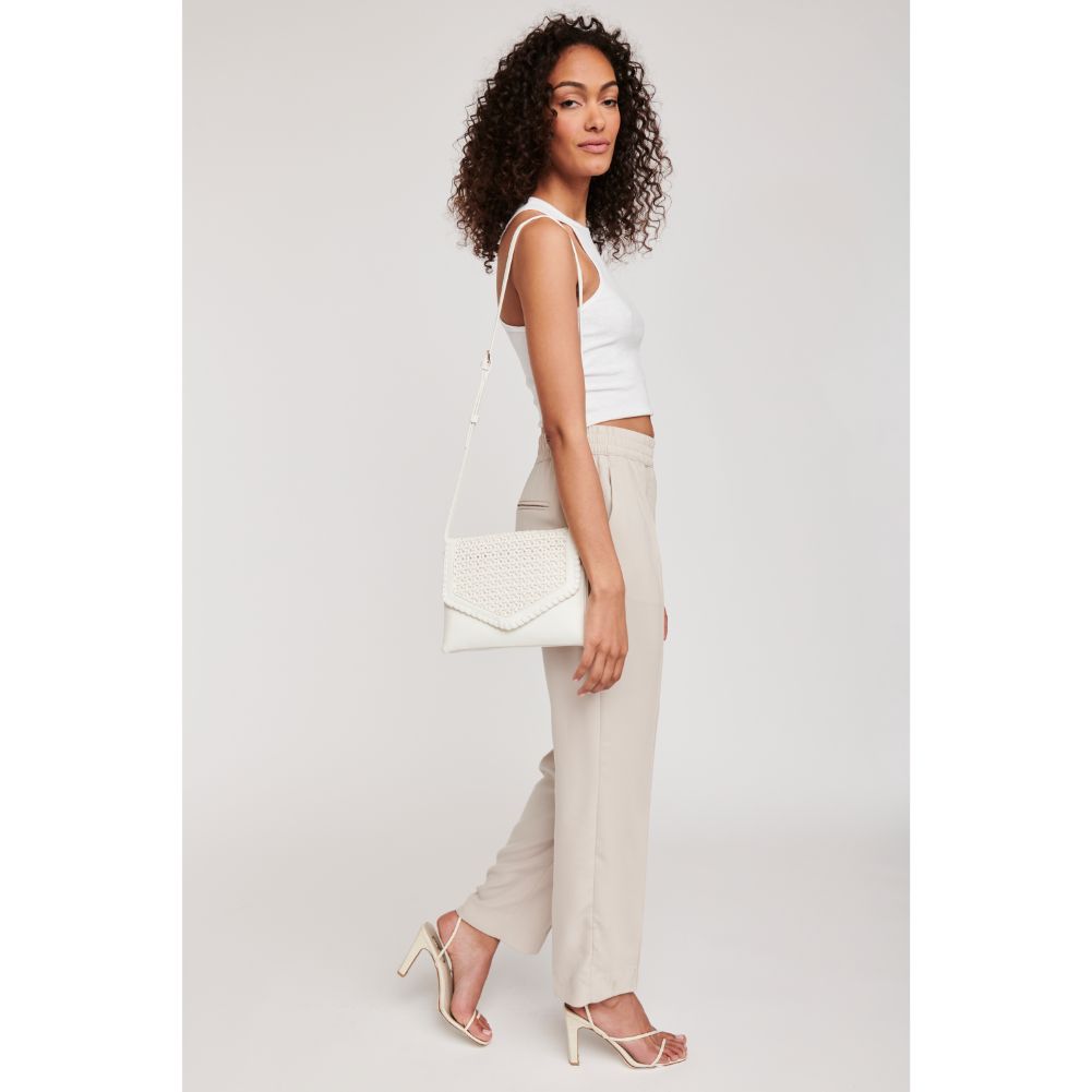 Woman wearing White Moda Luxe Malta Crossbody 842017124047 View 3 | White