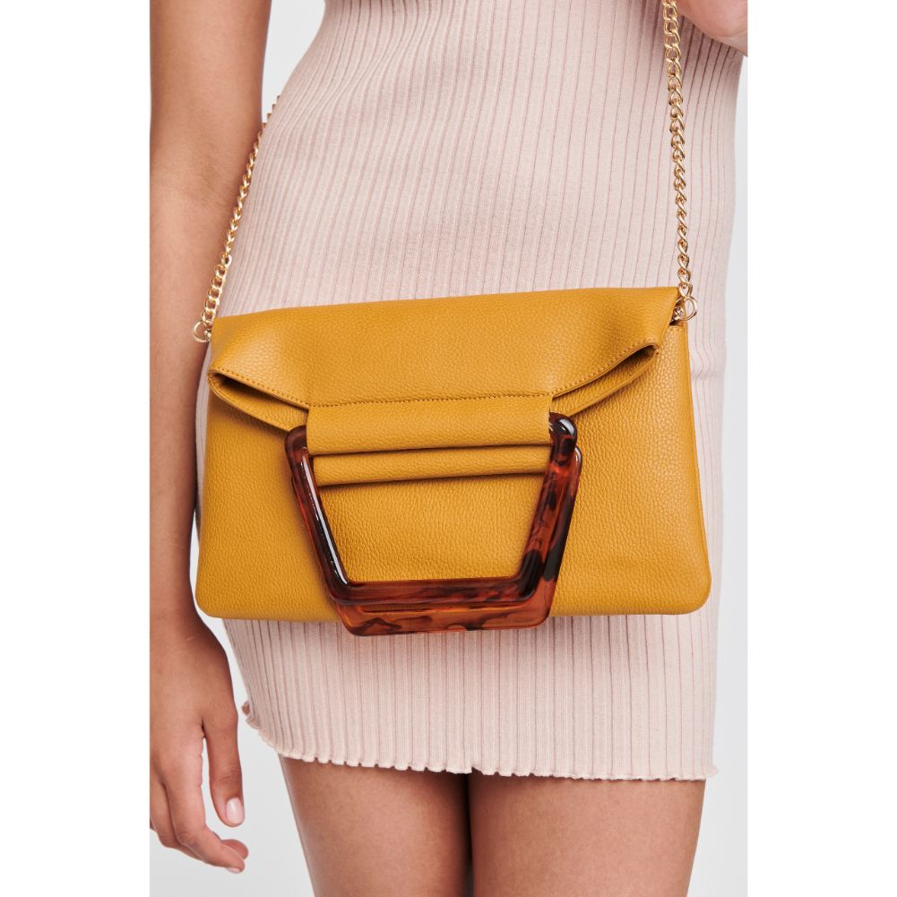 Woman wearing Mustard Moda Luxe Deschanel Crossbody 842017121046 View 2 | Mustard
