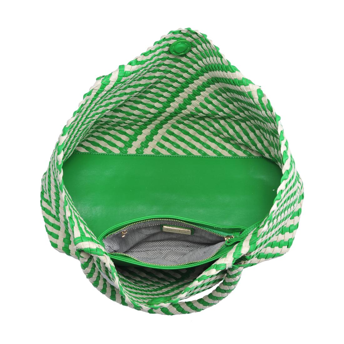 Woman wearing Green Ivory Moda Luxe Solana - Mixed Material Tote 842017138594 View 9 | Green Ivory
