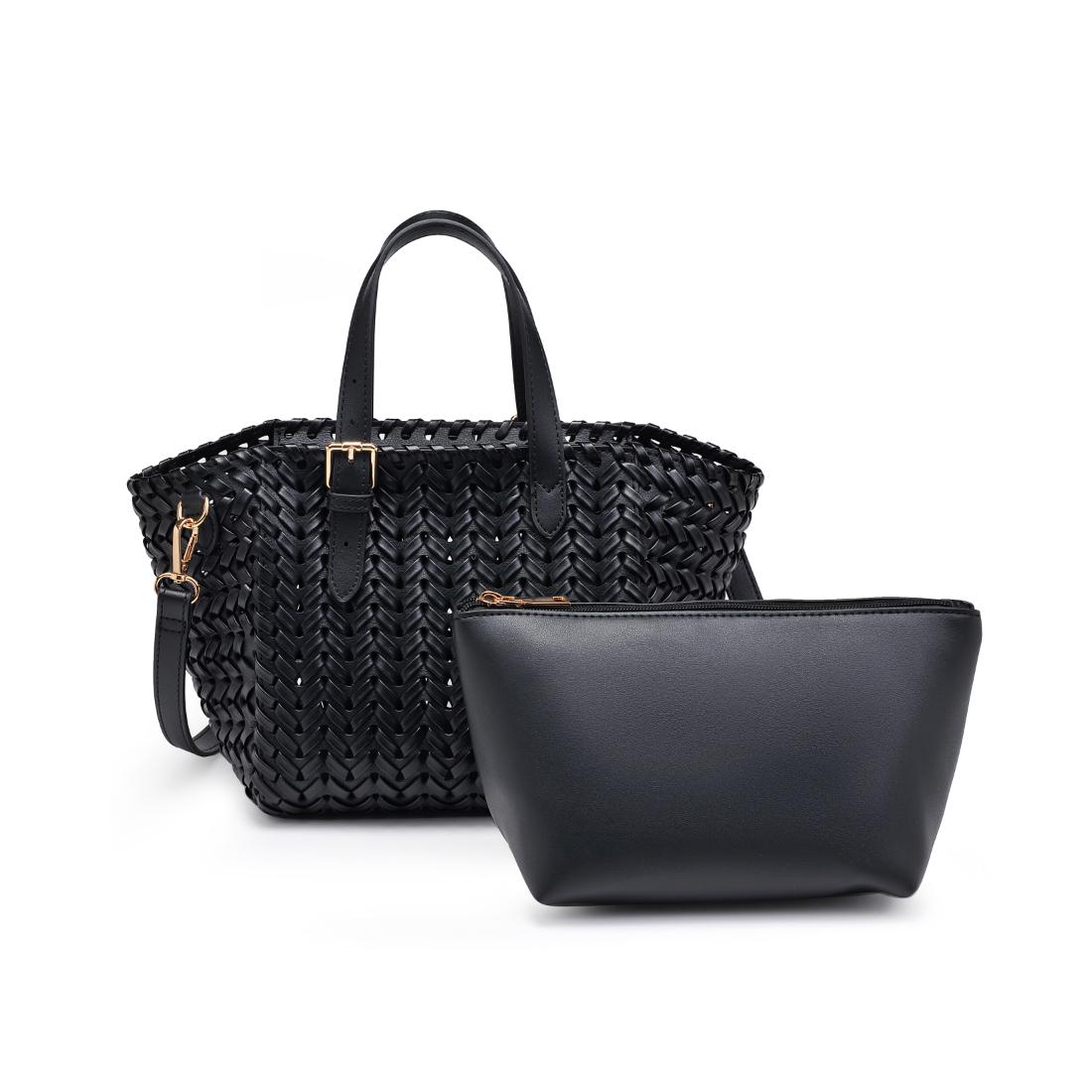 Woman wearing Black Moda Luxe Estelle Tote 842017137740 View 7 | Black